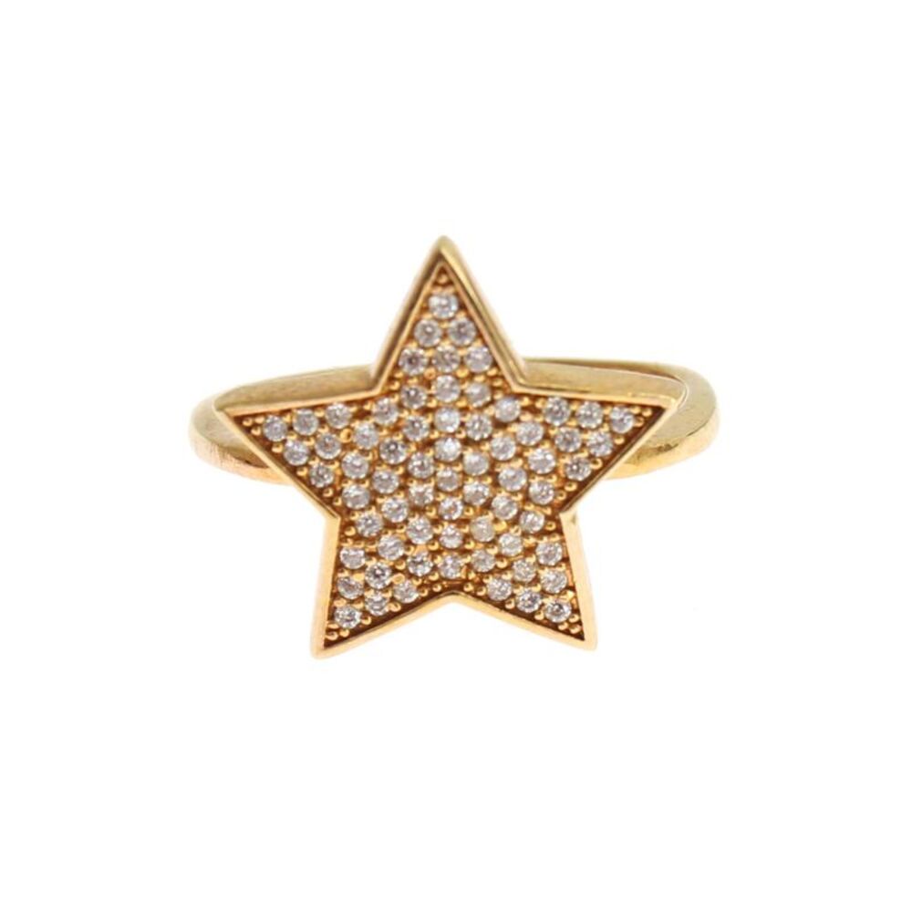 Nialaya Star Gold 925 Silver Womens Clear Ring